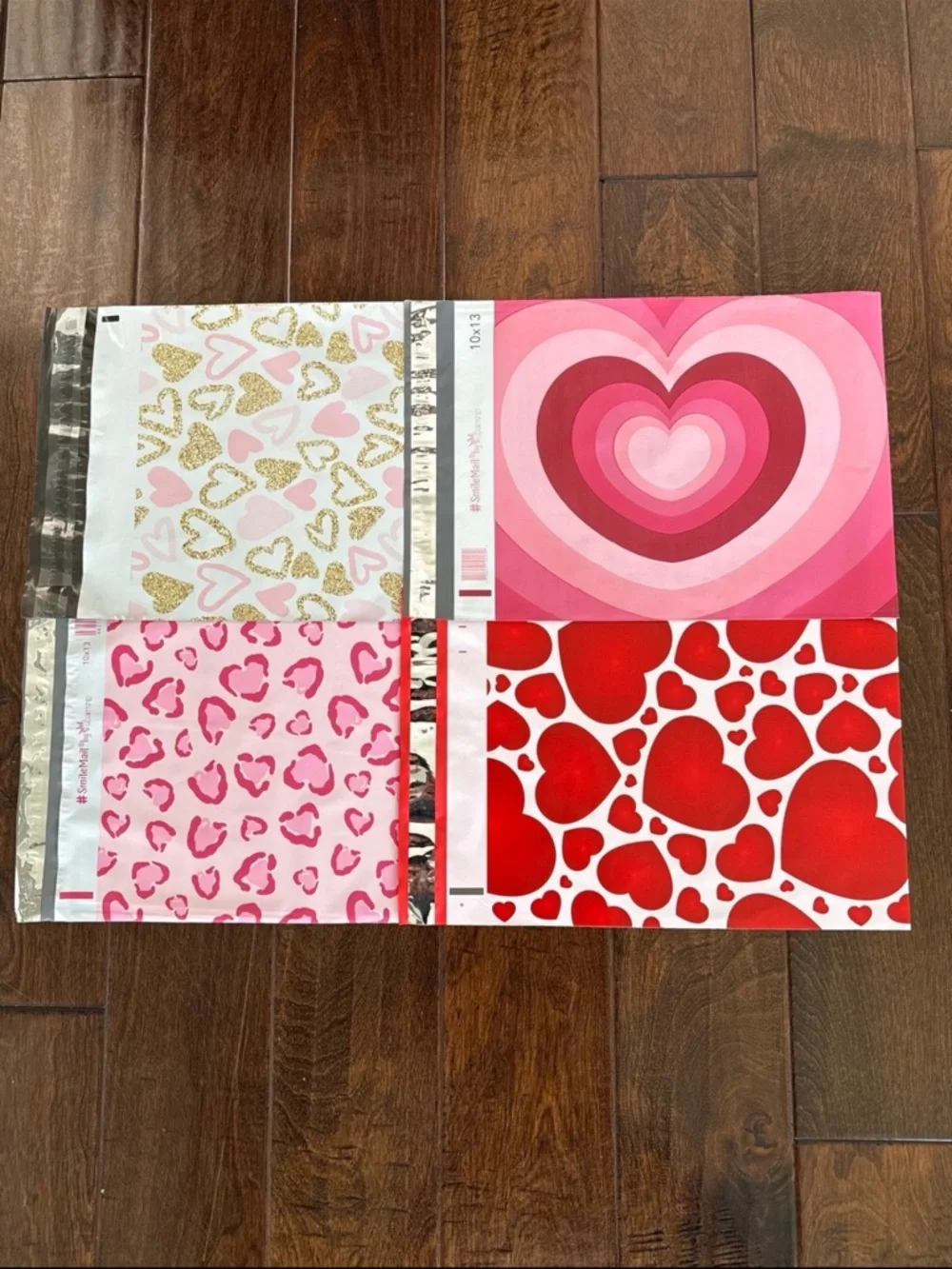 40 Pack - 10x13” Beautiful Mix of 4 Heart ❤️ Patterns Poly Mailers (10 Each)
